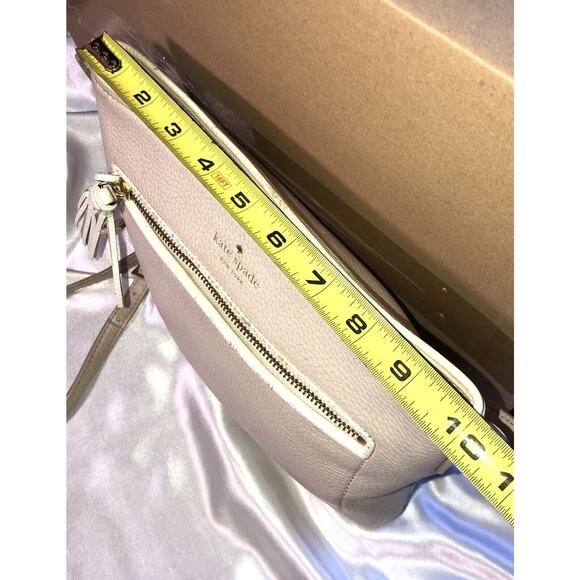 Kate Spade New York Purse Cross Body Tan Pebble Leather Tassle Front Zipper Pull - Picture 10 of 13